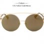 Top Quality Alloy Frame Sunglasses Women Classic Reflective Coating Brand Design Vintage Round Sun G