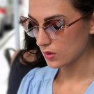 Fashion Rimless Cat Eye Sunglasses Women Brand Designer Clear Lens Gradient Sun Glasses Female UV400