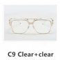 Brand Designer Oversized Men Sunglass Women Flat Top Sun Glasses Square Male Large Mirror Fashion Cl