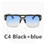 Brand Designer Oversized Men Sunglass Women Flat Top Sun Glasses Square Male Large Mirror Fashion Cl