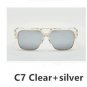 Brand Designer Oversized Men Sunglass Women Flat Top Sun Glasses Square Male Large Mirror Fashion Cl