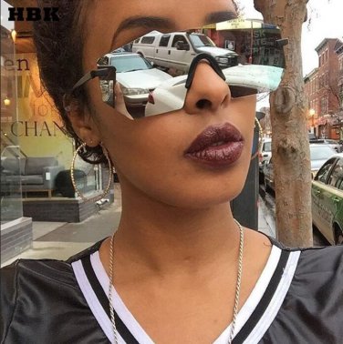Newest Men Luxury Brand Sunglasses Vintage Rivet Oversized Frame Silver Gray Lens Glasses Suqare Eye