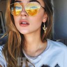 Classic Cat Eye Metal Women Sunglasses Brand Designer Yellow Pink Sunglasses Retro Vintage Women Fas