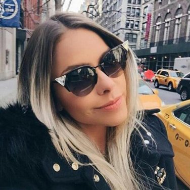 Fashion Oversized Cat Eye Diamond Mirror Sunglasses Women Brand  Designer Metal Frame Lady Sun Galss