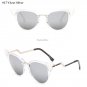 Fashion Oversized Cat Eye Diamond Mirror Sunglasses Women Brand Designer Metal Frame Lady Sun Galss