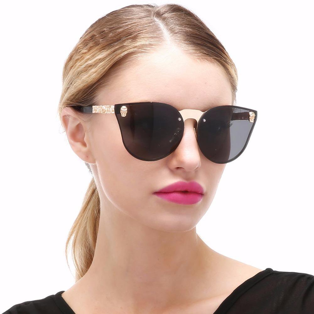 Gothic Skull Sunglasses Women Oversized Rimless Cat Eye Sunglasses Men Vintage Fashion Mirror Sun Gl