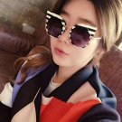 Autumn Winter Sunglasses New Women Stylish Black White Striped Zebra Cat Eye Sunglasses Art Lady Des