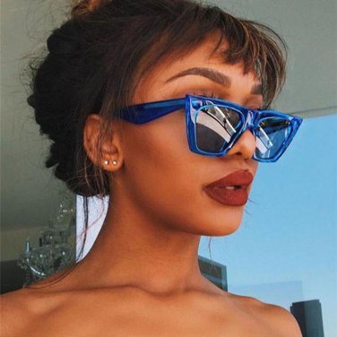 Cat Eye Personality Sunglasses Big Frame Transparent Bright Lens Sun Glasses Women Minimalist Design