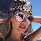 Round Sunglasses Women Brand Designer English Letters Bee Metal Frame Circle Sun Glasses Fashion Fem