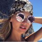 Round Sunglasses Women Brand Designer English Letters Bee Metal Frame Circle Sun Glasses Fashion Fem
