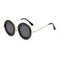 Round Sunglasses Women Brand Designer English Letters Bee Metal Frame Circle Sun Glasses Fashion Fem