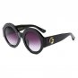 Luxury Brand Sunglasses Women Tri color Shiny Crystal Big Round Frame Sun Glasses Vintage Fashion Ey