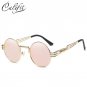 Steampunk Metal Vintage Sun Glasses For Men 2018 Silver Mirror Sunglasses Men Round Retro Shades Bra