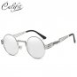 Steampunk Metal Vintage Sun Glasses For Men 2018 Silver Mirror Sunglasses Men Round Retro Shades Bra