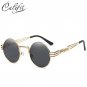 Steampunk Metal Vintage Sun Glasses For Men 2018 Silver Mirror Sunglasses Men Round Retro Shades Bra