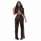 2 Piece Set 2018 Women Bandage Tops Wide Leg Pants Suits Charm Summer Crop Top And Full Length Wide 