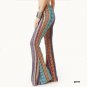 Harajuku Print High Waist Elastic Big Horn Pants Female Boot Cut Slim Leg Big Flared Extender Long P
