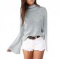 2018 Spring Sweaters Women Charm Hollow Out Bandage Back Casual Sweater Hot Turtleneck Long Flare Sl