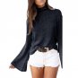 2018 Spring Sweaters Women Charm Hollow Out Bandage Back Casual Sweater Hot Turtleneck Long Flare Sl