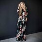 Elegant Lady Long Floral Dress 2017 Autumn Boho Casual Party Dresses Flower Printed Beach Maxi Dress