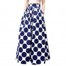 Women Fashion Polka Dot Skirt Charm Blue Bodycon A line Maxi Skirts European And American Style Prin