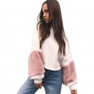 2018 Spring Winter Warm Hoodies Sweatshirt White Loose Fur Patchwork Cashmere Hoodie Casual Lantern 