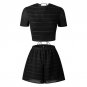 Floral Lace-Up Backless 2 Piece Set Women Black Cami Crop Top + Shorts Fitness Set Vintage Sexy conj
