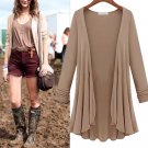 Women Cardigan Autumn Long Sleeve ocean wave hem Long Female Khaki Thin Sweater Loose Ladies Coat Sl