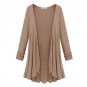 Women Cardigan Autumn Long Sleeve ocean wave hem Long Female Khaki Thin Sweater Loose Ladies Coat Sl