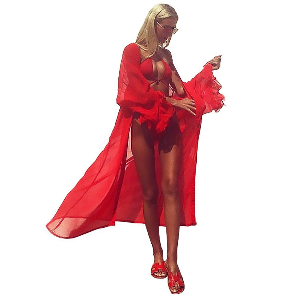 YJSFG HOUSE Women Sexy Bikini Cover Up Swimsuit Smock Swimwear Beach Shirt Bathing Suit Gauze Perspe