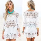 New Women Lace Beach Dress Splice Casual White Mini Dresses Sexy Hollow Out Vestidos Femininos 2017 