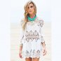 New Women Lace Beach Dress Splice Casual White Mini Dresses Sexy Hollow Out Vestidos Femininos 2017