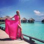Summer Chiffon Beach Party High Split Dress Maxi Long Dress Swimwear Sexy Women Deep V-Neck Sleevele