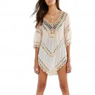 Womens Half Blouses Women Tops Vintage Hollow Out Crochet Smock Beach Cover Up Beach Wear Swimwear S