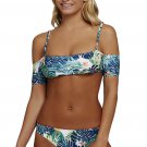 Tropical Print Spaghetti Straps Cold Shoulder Swimsuit