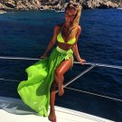 2018 New Solid Color Bandage Sandy Beach Smock Chiffon Split Sexy Skirt Women Summer Sexy Swimwear C