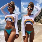 Women Beach Bikini Swimwear Cover Up Sun Shirt Loose Summer Printed Long Sleeves Crop Top Blouse Tee