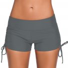 Gray Adjustable Ties Swim Bottom Shorts