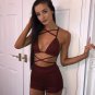 FLYMALL Sexy Women Two Piece Sets Cross Bandage Bikini Crop Tops and Short Pants Set Ladies Backless