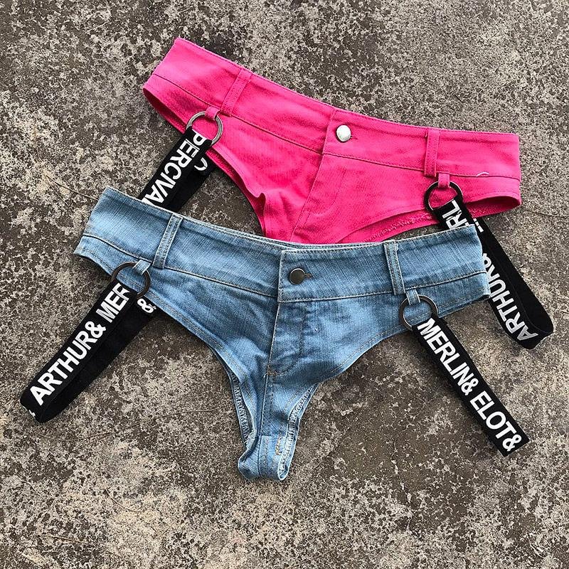 Micro Mini Short Sexy Denim Shorts Female Low Waist Thong Jeans Lady Bikini Shorts Feminino Jeans Ni 