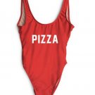 PIZZA Tank Bodysuit Red Skinny Leotard Women Sexy Club Backless Summer Jumpsuits 2017 New Scoop Neck