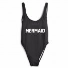 MERMAID Letter Print Bodysuit Women Sexy Jumpsuits and Rompers Club Bodysuits Strap Scoop Back Sleev