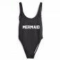 MERMAID Letter Print Bodysuit Women Sexy Jumpsuits and Rompers Club Bodysuits Strap Scoop Back Sleev