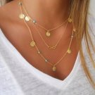 Women Multilayer Irregular Paillette Bead Chain Statement Necklace
