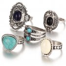 5 Pcs/Set Antique Silver Color Bohemian Midi Ring Set Vintage Steampunk Anillos Knuckle Rings For Wo