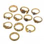 11pcs/Set Women Bohemian Vintage Silver Stack Rings Above Knuckle Blue Rings Set Totems 11 piece sui