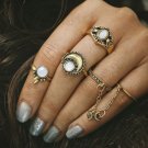 5pcs/Set Boho Beach Flower Tibetan Moon And Sun Midi ring Sets for Women Knuckle Siamese brinco Chai