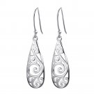 Women Simple Jewelry Bohemia Fashion Silver Hollow Carved Water Drop Earrings