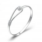 2016 new arrival women Bracelets Silvering lady Solid Silver with Nice Flower Clasp Bangle Bracelet 