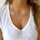 Women Multilayer Irregular Pendant Chain Statement Necklace SL